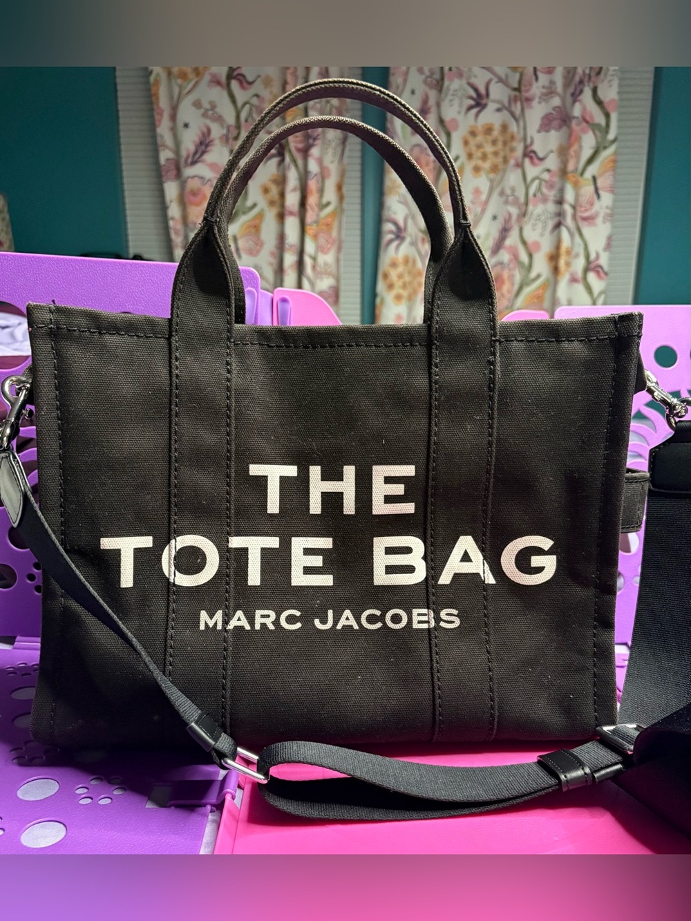 Marc Jacobs Black Canvas Tote with White Logo